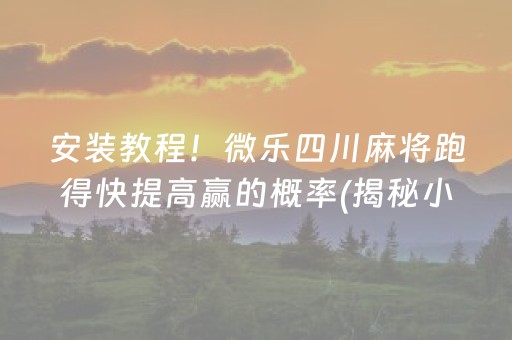 安装教程！微乐四川麻将跑得快提高赢的概率(揭秘小程序规律攻略)