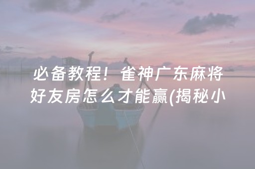 必备教程！雀神广东麻将好友房怎么才能赢(揭秘小程序助赢软件)