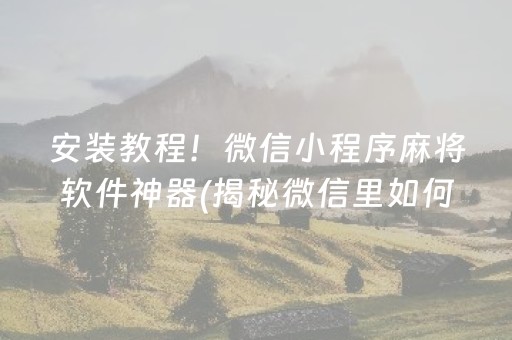 安装教程！微信小程序麻将软件神器(揭秘微信里如何让牌变好)