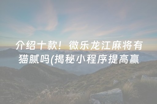 介绍十款！微乐龙江麻将有猫腻吗(揭秘小程序提高赢的概率)