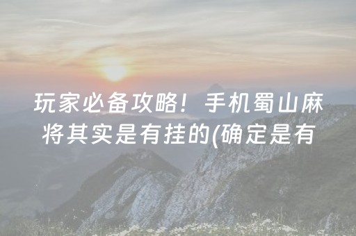 玩家必备攻略！手机蜀山麻将其实是有挂的(确定是有挂)