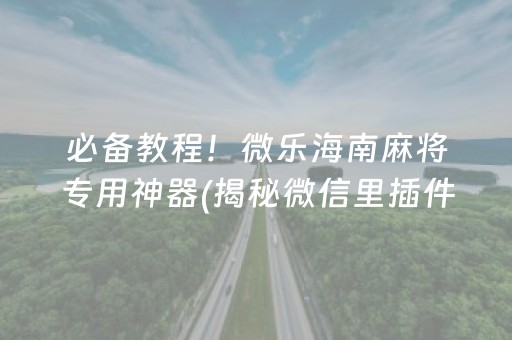 必备教程！微乐海南麻将专用神器(揭秘微信里插件下载)