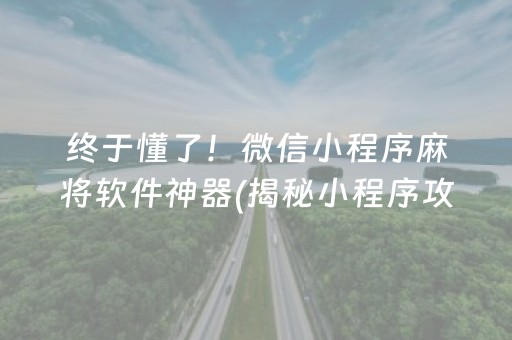 终于懂了！微信小程序麻将软件神器(揭秘小程序攻略插件)