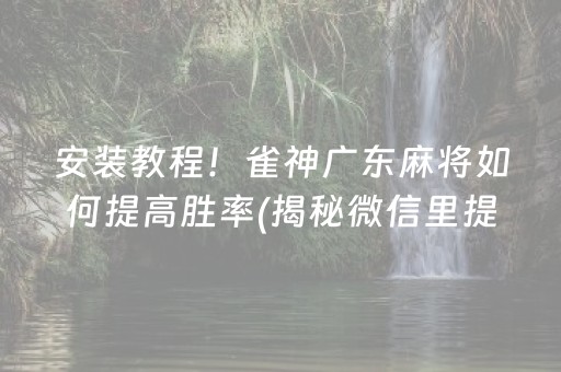 安装教程！雀神广东麻将如何提高胜率(揭秘微信里提高赢的概率)