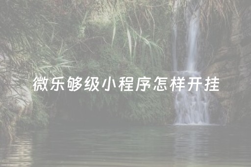 微乐够级小程序怎样开挂（微乐够级小程序怎样免费开挂）