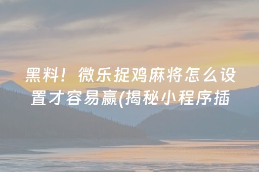 安装程序教程！微乐江苏麻将怎么让系统发好牌(怎么提高胡牌率)