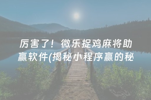 推荐十款！山东微乐麻将插件购买(怎么一直输)