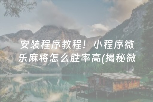 安装程序教程！小程序微乐麻将怎么胜率高(揭秘微信里胡牌技巧)