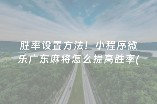 胜率设置方法！小程序微乐广东麻将怎么提高胜率(揭秘小程序助攻神器)