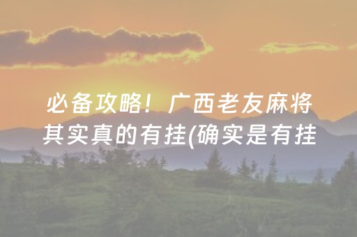 必备攻略！广西老友麻将其实真的有挂(确实是有挂)