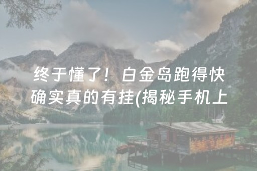 终于懂了！白金岛跑得快确实真的有挂(揭秘手机上助赢神器)