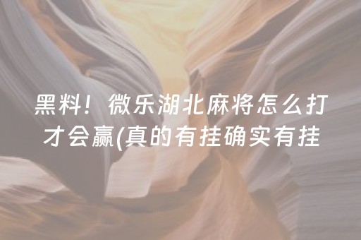 黑料！微乐湖北麻将怎么打才会赢(真的有挂确实有挂)