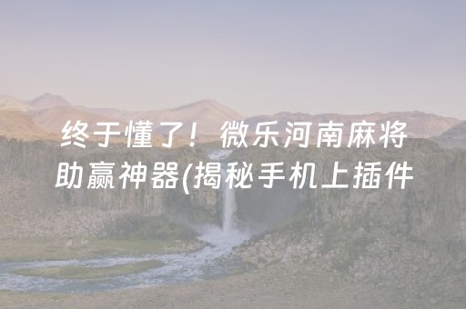 终于懂了！微乐河南麻将助赢神器(揭秘手机上插件购买)