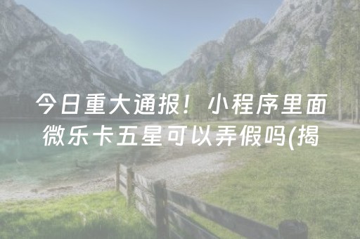 今日重大通报！小程序里面微乐卡五星可以弄假吗(揭秘手机上最新神器下载)