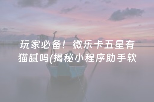 玩家必备！微乐卡五星有猫腻吗(揭秘小程序助手软件)