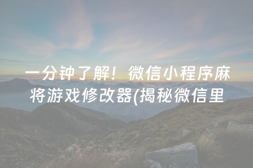 一分钟了解！微信小程序麻将游戏修改器(揭秘微信里胡牌神器)