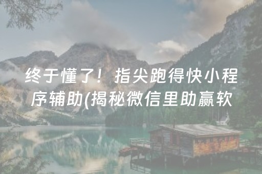 终于懂了！指尖跑得快小程序辅助(揭秘微信里助赢软件)