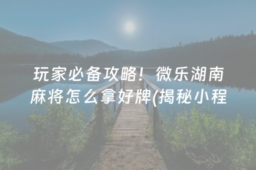 玩家必备攻略！微乐湖南麻将怎么拿好牌(揭秘小程序辅牌器)