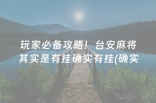 玩家必备攻略！台安麻将其实是有挂确实有挂(确实有挂吗)