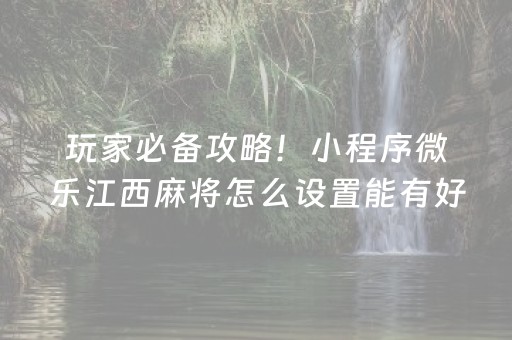 玩家必备攻略！小程序微乐江西麻将怎么设置能有好牌(揭秘手机上必备神器)