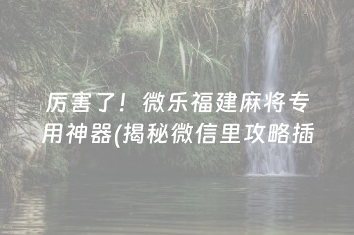 厉害了！微乐福建麻将专用神器(揭秘微信里攻略插件)