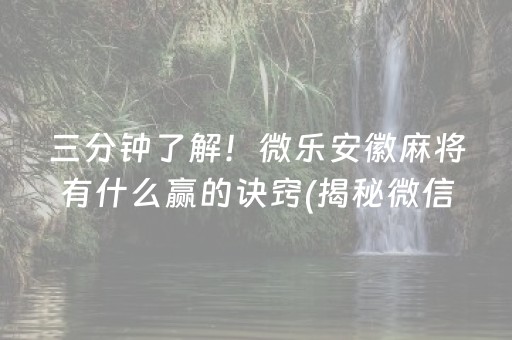 三分钟了解！微乐安徽麻将有什么赢的诀窍(揭秘微信里赢牌的技巧)