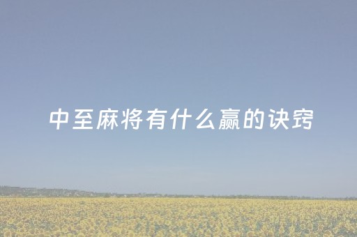 中至麻将有什么赢的诀窍（中至麻将怎么赢）