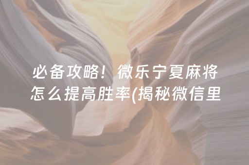 必备攻略！微乐宁夏麻将怎么提高胜率(揭秘微信里插件购买)