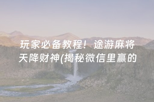 玩家必备教程！途游麻将天降财神(揭秘微信里赢的秘诀)