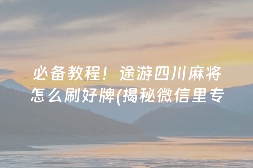 必备教程！途游四川麻将怎么刷好牌(揭秘微信里专用神器)