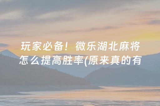 玩家必备！微乐湖北麻将怎么提高胜率(原来真的有挂)