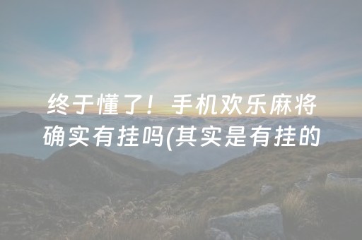 终于懂了！手机欢乐麻将确实有挂吗(其实是有挂的)