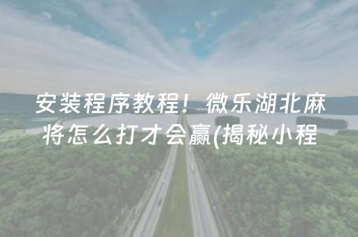 安装程序教程！微乐湖北麻将怎么打才会赢(揭秘小程序如何让牌变好)