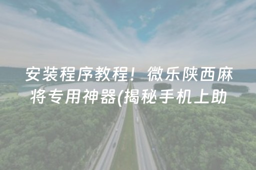 安装程序教程！微乐陕西麻将专用神器(揭秘手机上助赢神器购买)