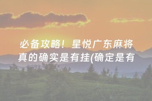 必备攻略！星悦广东麻将真的确实是有挂(确定是有挂)