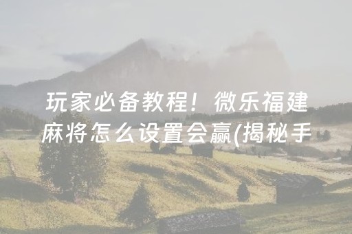 玩家必备教程！微乐福建麻将怎么设置会赢(揭秘手机上助手软件)