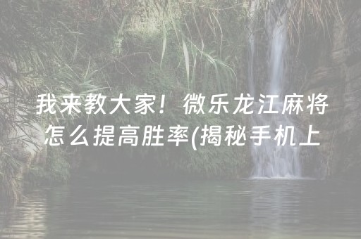 我来教大家！微乐龙江麻将怎么提高胜率(揭秘手机上自建房怎么赢)