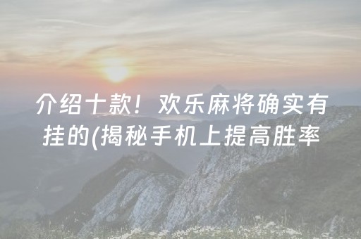 介绍十款！欢乐麻将确实有挂的(揭秘手机上提高胜率)