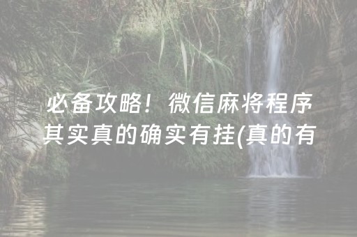 必备攻略！微信麻将程序其实真的确实有挂(真的有挂)