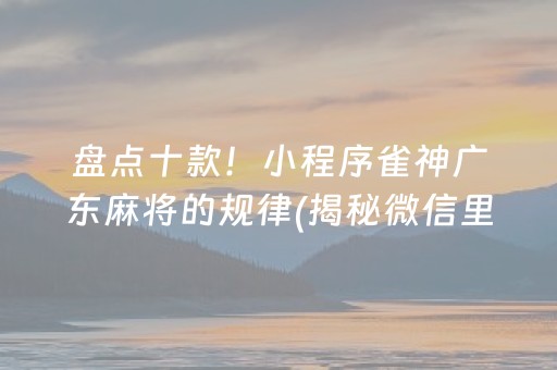 盘点十款！小程序雀神广东麻将的规律(揭秘微信里赢的秘诀)