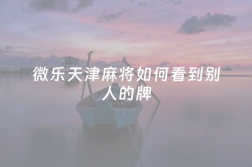 微乐天津麻将如何看到别人的牌（微乐天津麻将到底有没有挂）