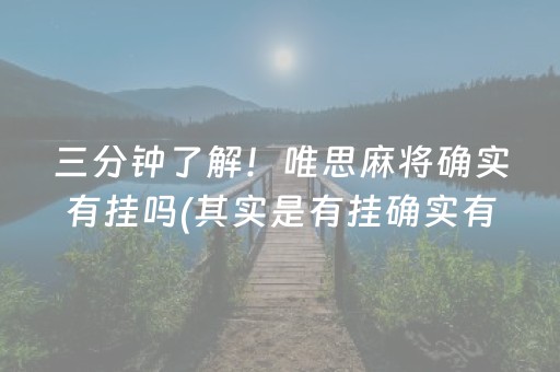 三分钟了解！唯思麻将确实有挂吗(其实是有挂确实有挂)