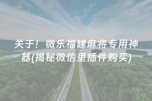 关于！微乐福建麻将专用神器(揭秘微信里插件购买)