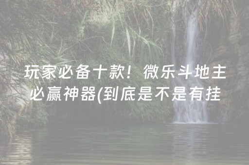 玩家必备十款！微乐斗地主必赢神器(到底是不是有挂)