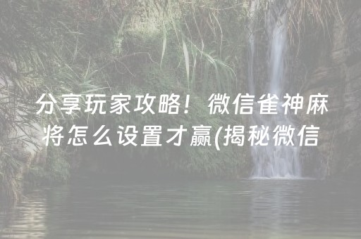 分享玩家攻略！微信雀神麻将怎么设置才赢(揭秘微信里助赢神器)