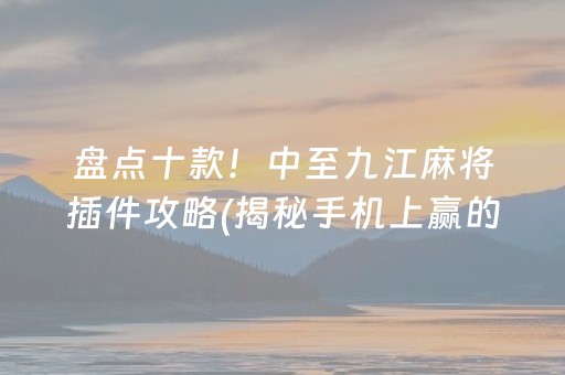 盘点十款！中至九江麻将插件攻略(揭秘手机上赢的秘诀)