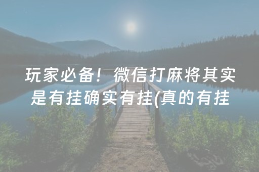 玩家必备！微信打麻将其实是有挂确实有挂(真的有挂)