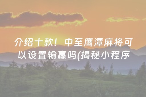 介绍十款！中至鹰潭麻将可以设置输赢吗(揭秘小程序助赢神器购买)