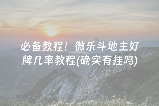 必备教程！微乐斗地主好牌几率教程(确实有挂吗)