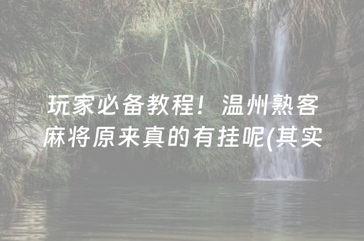 玩家必备教程！温州熟客麻将原来真的有挂呢(其实真的有挂)